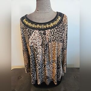 Animal print top with embellishment